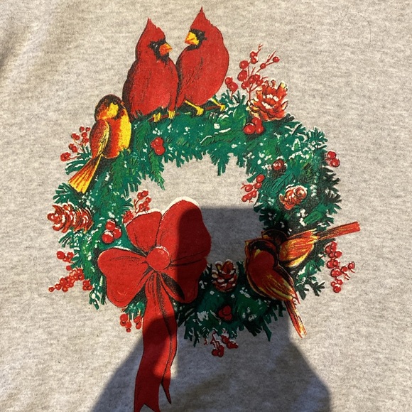 Vintage Tultex Mock Collar Christmas Cardinals Sweatshirt - Picture 3 of 6